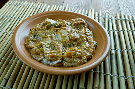 开胃土豆茄子BaiganAloo或Brinjal素食主义者厨师图片