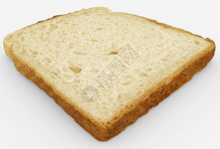 薄的面包切片单一烤面包特闭式白上隔离3D质地产品图片
