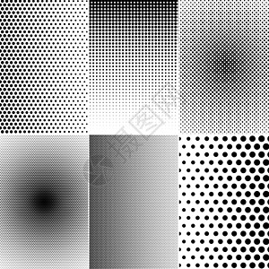 层次一组基本半调点在黑白颜色中的效果Dots半调拼图抽象的坡度图片
