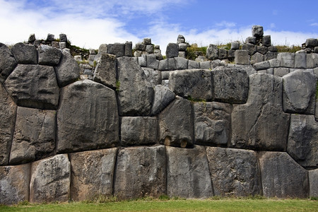 萨克赛华曼印加旅行秘鲁库斯科附近SacsayhuamanInca石工方背景