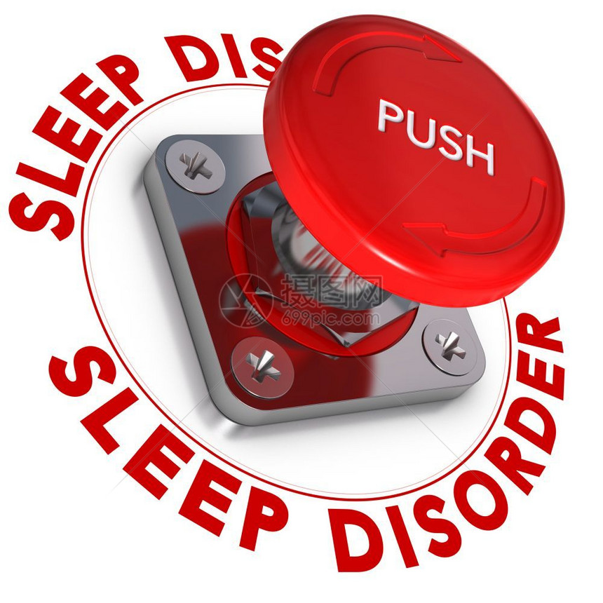 激励者插图预防围绕惊慌按钮写着睡眠失的词白背景孤独感的概念睡眠紊乱图片