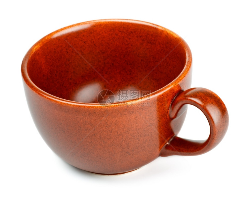 马克杯白色背景上孤立的棕色咖啡杯瓷图片