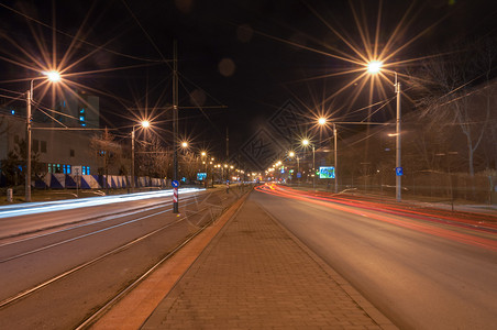 运动夜间城市的灯光足迹长距离交通抽象的图片