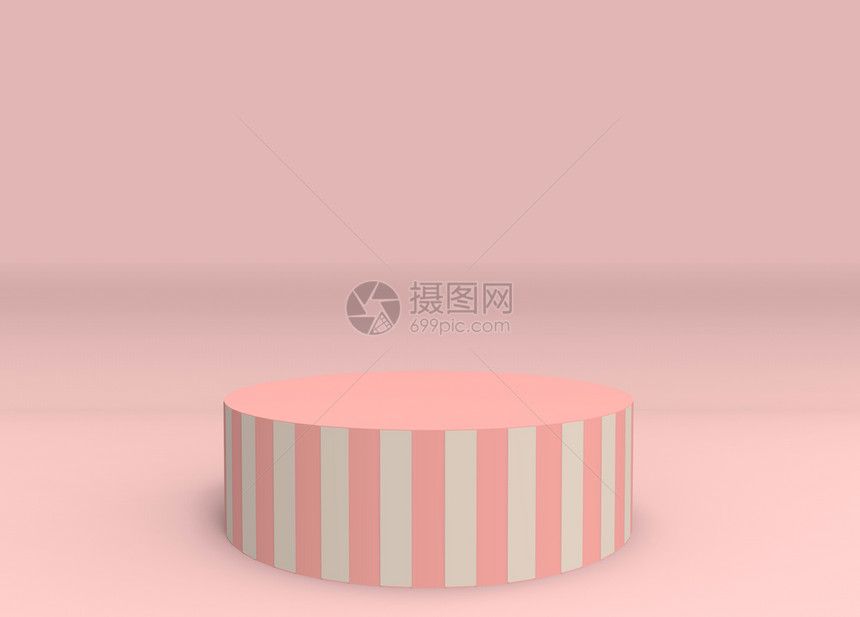 狂欢圆圈平台3d复制空间背景的粉红和香草颜色马戏团讲台风格图片