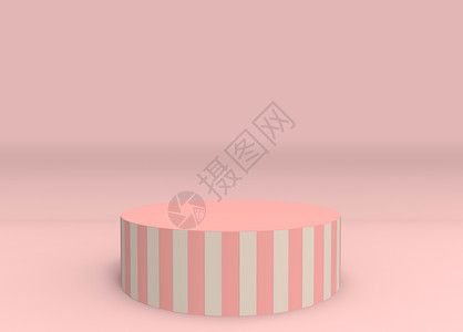 狂欢圆圈平台3d复制空间背景的粉红和香草颜色马戏团讲台风格图片