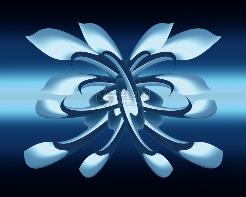 蓝色的折叠坡度独特艺术蓝色和白花莫蒂夫插图图片