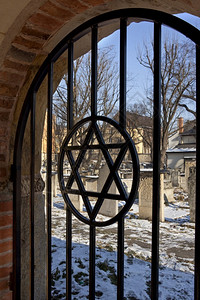 犹太人墓地城市艾伦波兰克拉科夫市Kazimierz区古老的犹太人Remursquoh星背景