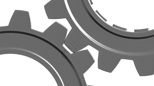 工业的金属白色3d底隔离的金属齿轮成型图片