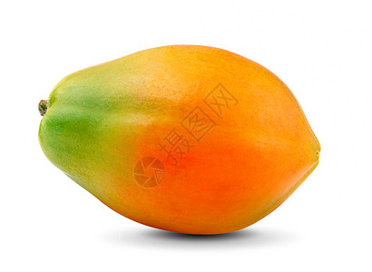 熟木瓜白背景上孤立的木瓜颜色目素食主义者图片