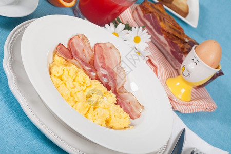 美式早餐煎鸡蛋培根图片