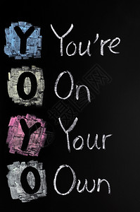 书面广告牌首字母缩略词YOYO缩略语您自己写在黑板上的配额图片