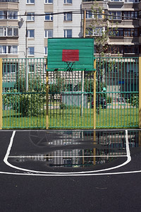 玩法庭绿色院子里的篮球场背景图片