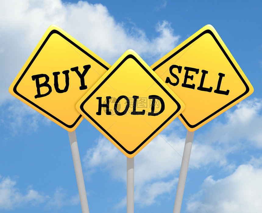 机会股票3个路标的插图包括购买和销售文本投资图片