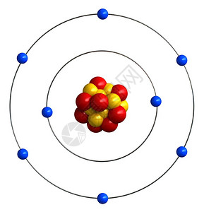 氧原子结构的3d转化质子白色的背景图片