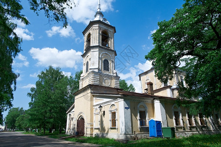 旅游老的俄罗斯沃洛格达市的东正教旧堂河图片