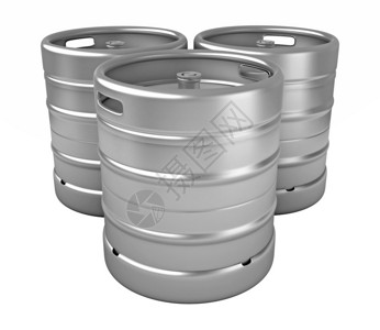 金属桶金属的鼓3d啤酒桶的转化分离成白色背景插图设计图片