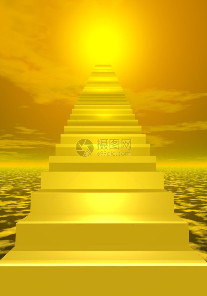 通往明亮黄太阳的楼梯通往明亮太阳的楼梯金光云景图片