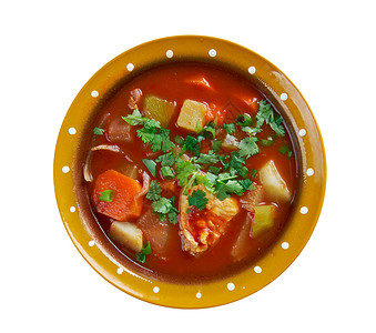 Shurpa乌兹别克菜火鸡汤和西红柿煮熟的番茄热图片