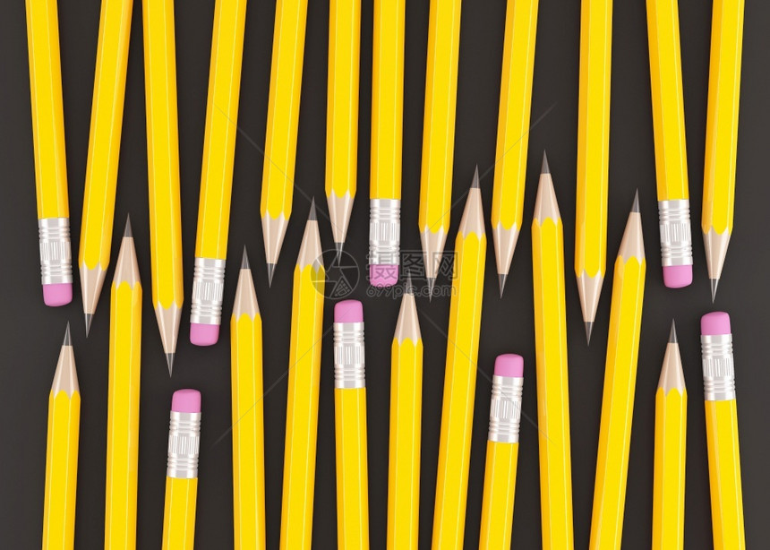绘画学习3d在黑色背景上制作黄铅笔写图片