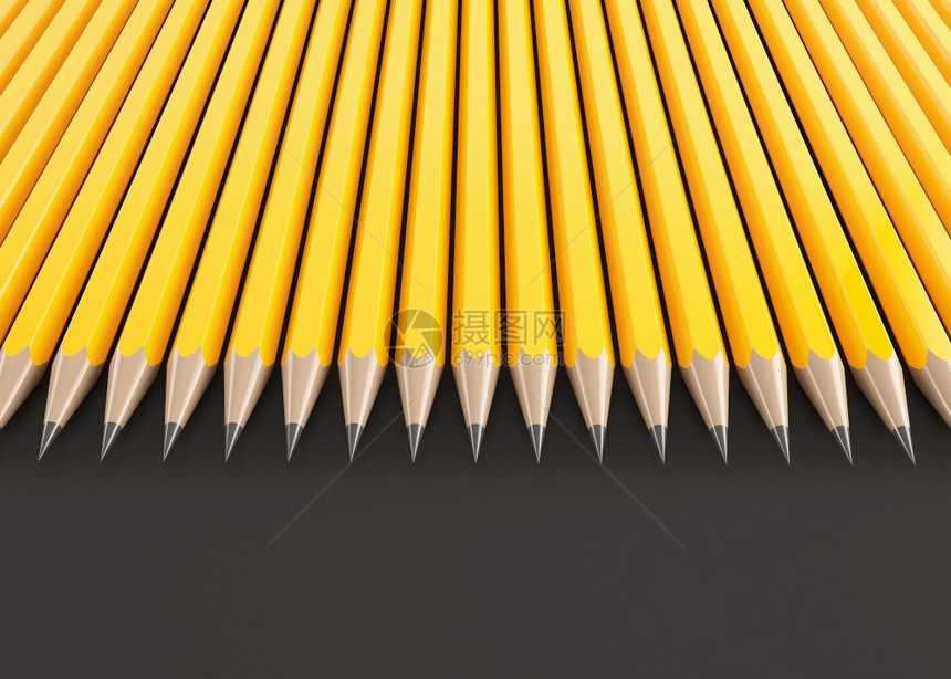 渲染商业黑色的3d在背景上制作黄铅笔图片