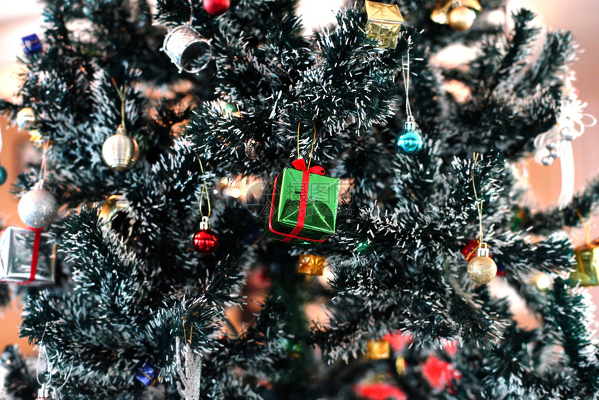 树上各种圣诞节装饰品图片