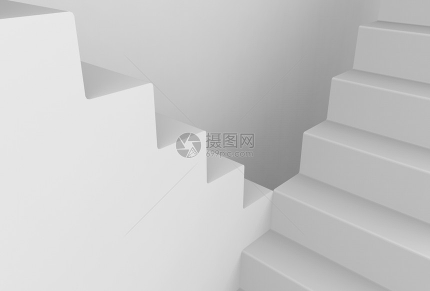 抽象的3d带复制空间背景的灰色长楼梯和高内部的路口图片
