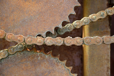 行业亚铁旧生锈装置和驱动器链背景图片
