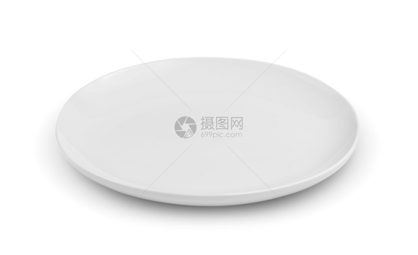 干净的白色背景上孤立的空板盘用具圆圈图片