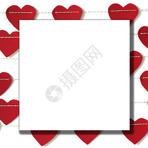 感恩在心海报象征情人节红纸心脏挂在有复制空间的衣绳上庆典背景