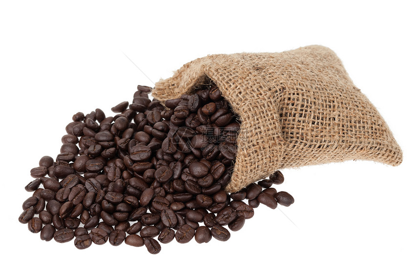 粗麻布袋中的咖啡豆图片