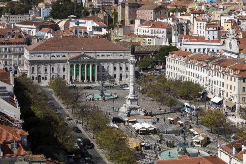 正方形多纳罗西奥普拉卡多姆佩德罗四世和葡萄牙里斯本市中心戏剧DonaMariaII全国剧院旅行图片