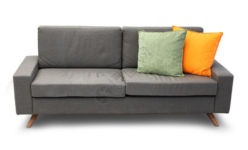 用彩色沙发枕头隔离的舒适沙发和带有枕头的舒适沙发房间公寓当代的图片