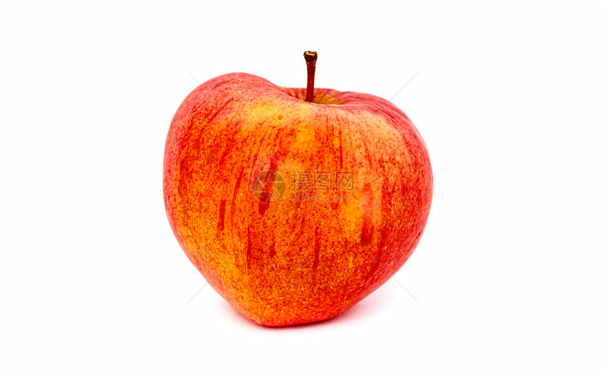白色背景上的红苹果明亮绿色自然图片
