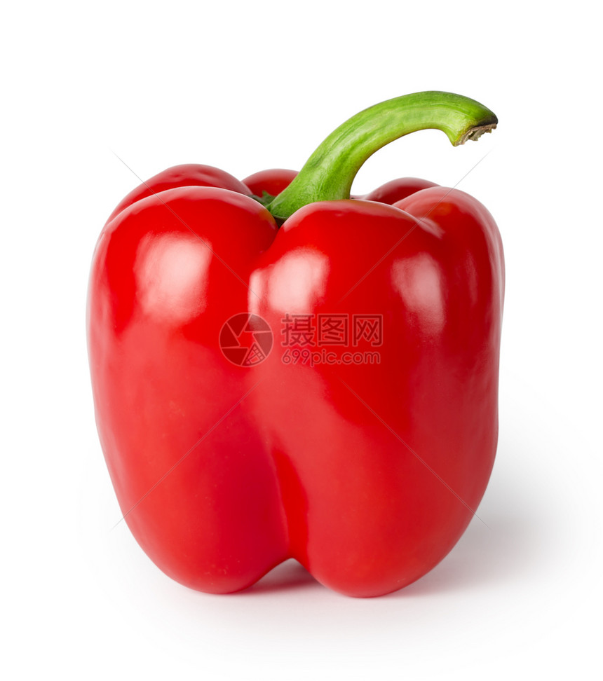 亮红胡椒在白色背景上隔开手柄亮红辣椒用手柄充满活力颜色白的图片