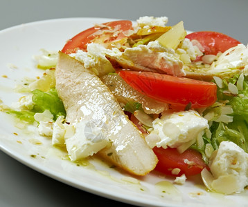 意大利沙拉加鸡肉和奶油酪美食物开胃菜图片