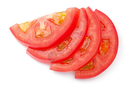 新鲜的饮食在白色背景上分离的切片番茄顶部视图在白色背景上分离的美味切片番茄成熟背景图片