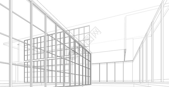 大楼外墙施工城市的插图现代建筑化结构有线框架城市概念Werframe3D建筑图解草设计图片