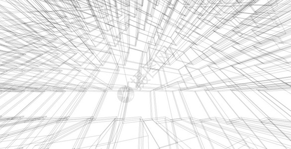 家形象的抽几何建筑背景3D说明现代建筑结构的电线框架绘画图片