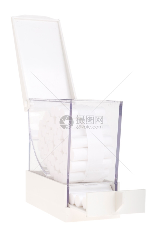 配饰白底孤立的塑料棉花卷式撒布器牙科设备药物粉色的图片