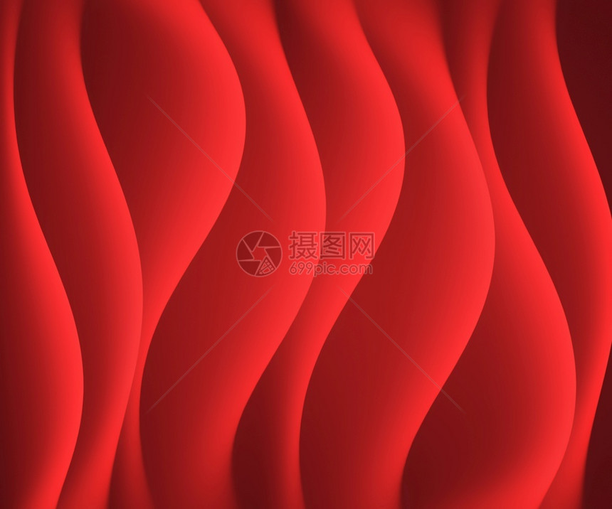 流动的明亮带有流动卷曲线的抽象红色背景质地图片