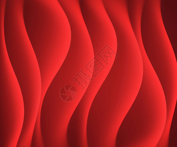 流动的明亮带有流动卷曲线的抽象红色背景质地背景图片