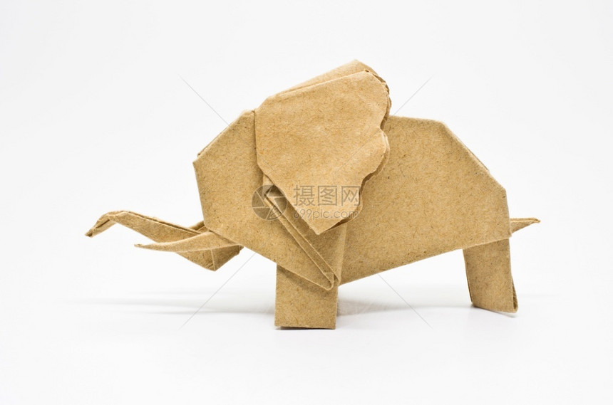 白折纸大象上孤立的白色折纸大象Isocatedonwhite折纸大象南非亚洲人玩具图片