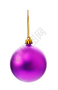 庆祝活动冬天白色背景上孤立的紫色圣诞节球图片