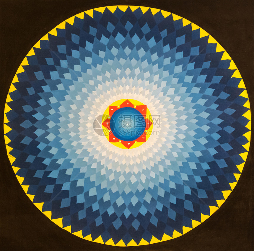 颜色艺术精神用于佛教印度和及义实践的曼达拉一种神圣的示意图图片