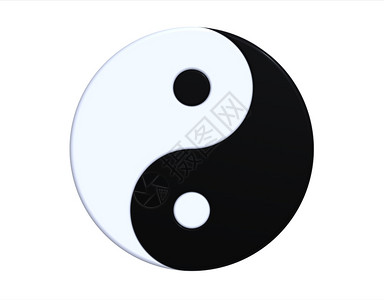 佛教东方以白3d化成色时孤立的英阳符号黑色图片