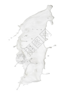 自然白色的液体牛奶飞溅与液滴隔离在白色背景牛奶飞溅与液滴图片