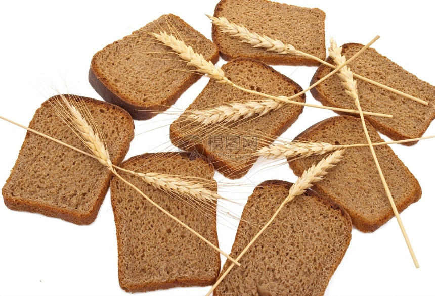 健康切碎的面包和耳朵秸秆棕色的图片