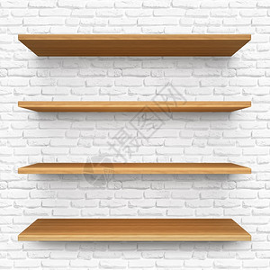 书架插图清理砖底板上的Shelves夹层白色的背景图片