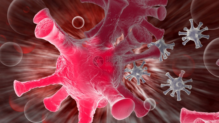 以3D软件制成的微有机胶云放大健康细胞图片