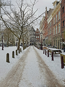 外部的荷兰冬季阿姆斯特丹雪城荷兰冬天家图片